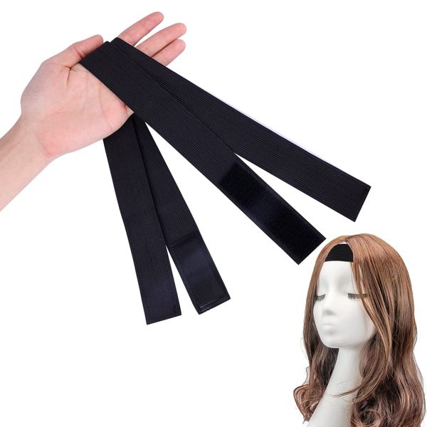 SAVITA 2 Stück Wig Elastic Band, Perückenband Kanten Wickel Elastischer Perücken Riemen mit magischem Klebstoff Spitzenschmelzband Gummibänder für Spitzenvorderkanten (Schwarz)