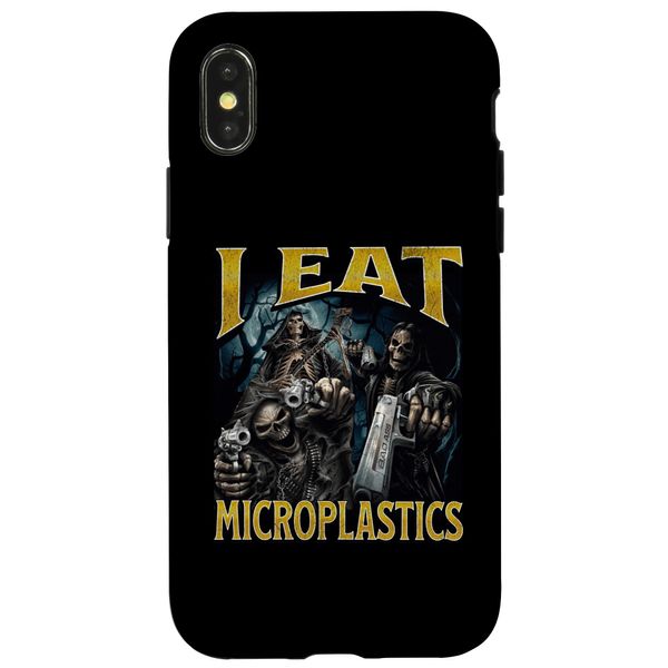 iPhone X/XS I Eat Microplastics Funny Hard Skeleton Meme Bootleg Case