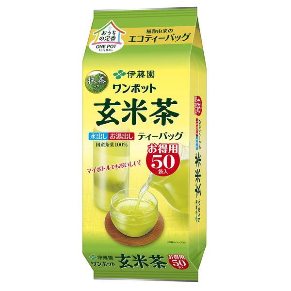 Itoen One Pot Brown Rice Tea with Matcha, 0.1 oz (3.3 g) x 50 Bags, Eco Tea Bags