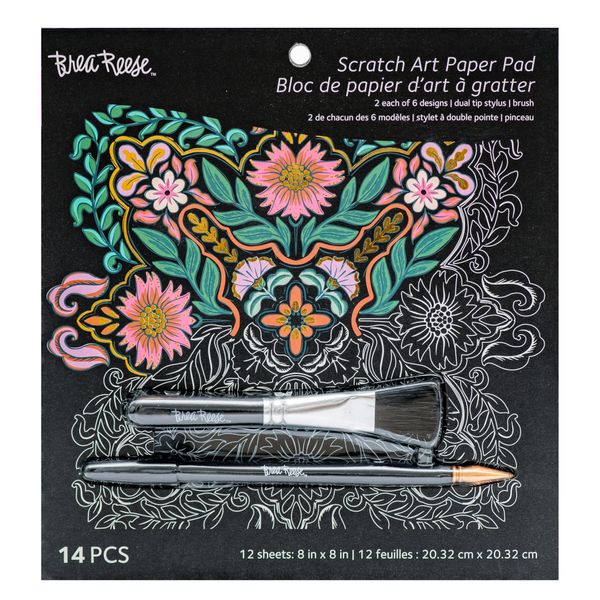 Brea Reese Scratch Art Paper Pad, Black, Metallic Gold