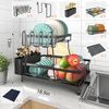 Dish Drying Rack with Drainboard Metal 2-Tier Utensils Holder Large Capacity