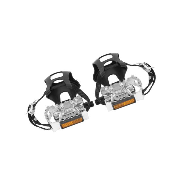 Partuto Pair Bicycle Pedals with Toe Clip Foot Strap Reflective Strap Replacement
