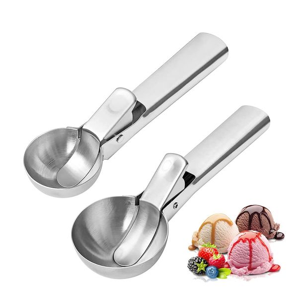 Ice Cream Spoons Ice Cream Des Spheres Stainless Steel Ice Cream Scoop Fruit Digger Meat Dumpling Making Cooking Goods Food Spoon Ice Cream Tools Kitchen Utensils (Set of Big and Small Color Box)