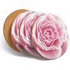 4 Set - Pretty Pink Rose Coasters - Roses Flowers Kitchen Coaster #15593