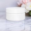 (6 pack) 2 oz White Low Profile Shallow PET Plastic Jar with White Lid