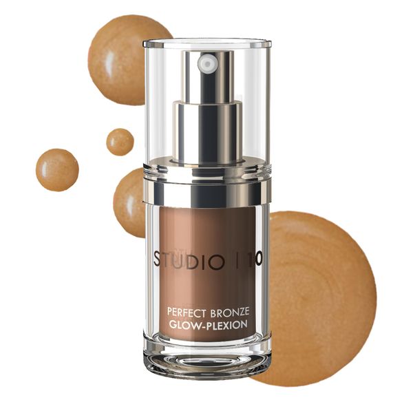 Studio 10 Perfect Bronze Glow-plexion - Liquid Bronzer and Illuminator - Bronzer Drops for Mature Skin - Targets Wrinkles and Shields Against Environmental Aggressors