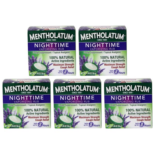 Mentholatum Nighttime Vaporizing Rub with Soothin Lavender, 1.76 oz (5 Pack)