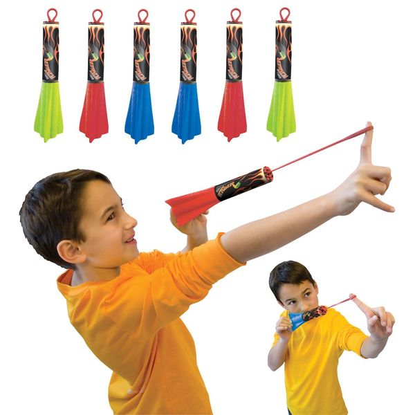 Pump Rocket Finger Flingers 3-Pack, Includes Total of 6 Rubberband Flying Foam Rockets