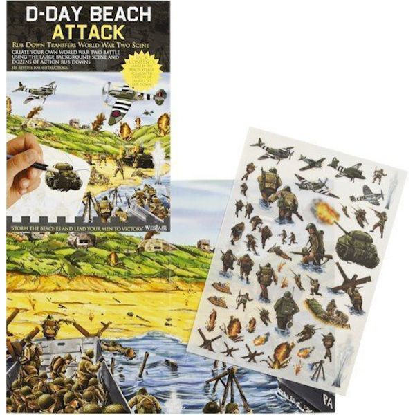D-Day Beach Attack - Rub Down Transfers World War 2 Battle Scene