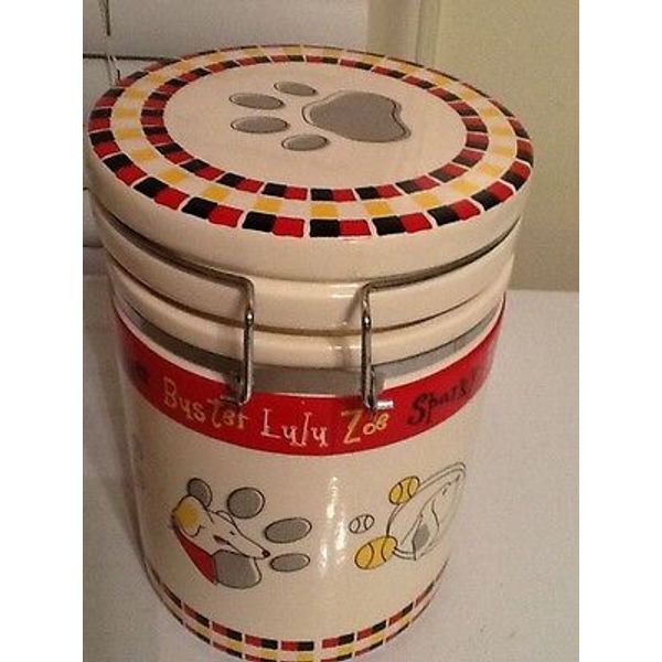 Dog Biscuit Snacks Ceramic Canister with Latch and Pet Bowl