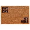 Calloway Mills AZ100512436 Take Care/Hey There Doormat, 24" x 36", Natural/Black