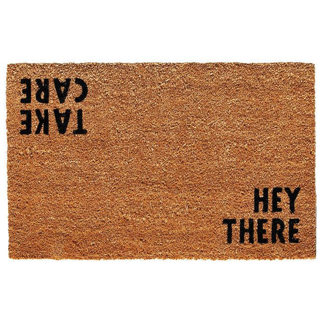 Calloway Mills AZ100512436 Take Care/Hey There Doormat, 24" x 36", Natural/Black