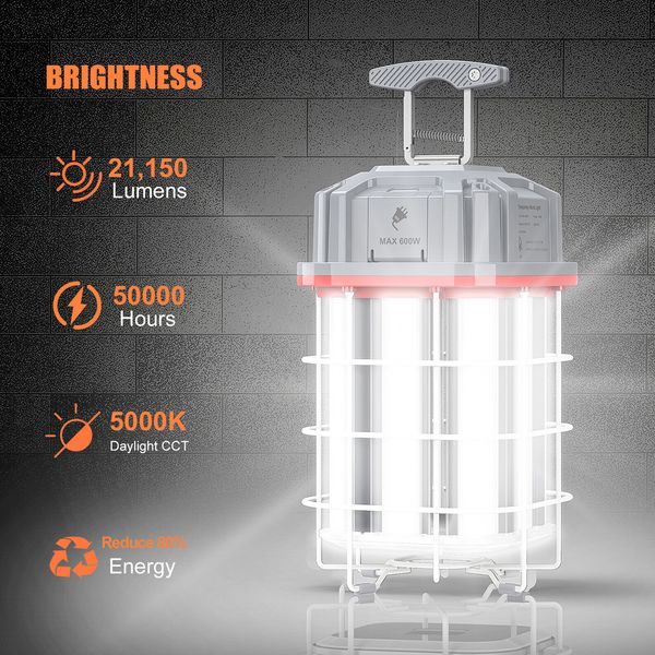 150W LED Temporary Work Light 21150lm Linkable Construction Jobsite Light 5000K