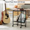 2 Tier End Table Record Player Stand w/Wheel Turntable Stand Vinyl Records Shelf