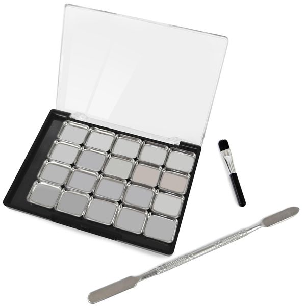 Caliee Makeup Palette Set with 20Pcs 19mm Square Metal Pot Spatula & Eyeshadow Brush Tool Makeup Travel Magnetic Pallets for Girls Empty Magnetic Makeup Palette for Lipstick Blush Powder Eyeshadow