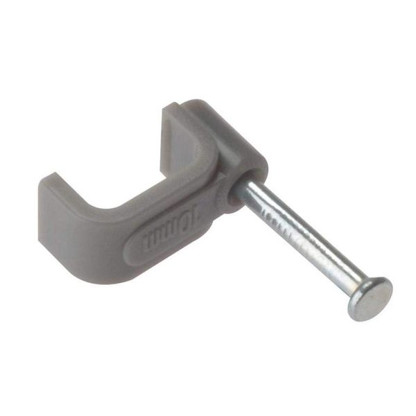 ForgeFix Cable Clips - Flat | 2.50mm | Grey Plastic Clip, Zinc Plated Nail | Box 100