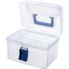 First Aid Clear Bin, Portable Emergency Kit w/ Blue Quick Access Top Lid Flap