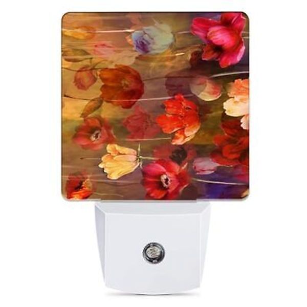 Night Light, Leaf Plug into Wall with Dusk to Dawn Light Abstract Floral