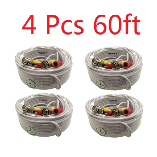 *4 x 60 Feet HD Security Camera Video & Power BNC Cable for Surveillance System