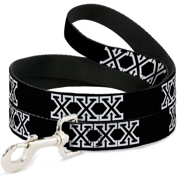 Buckle-Down Pet Leash - XXX Black/White - 4 Feet Long - 1.5" Wide