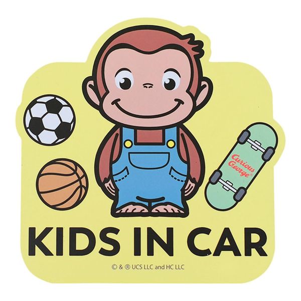 Nicott CG2 Magnetic Car Sign/Kids LIC-0387 Curious George Curious George Goods, Car Supplies, Car Goods, Magnetic Car Sign, Magnet, Sticker, KIDS IN CAR Car Sign