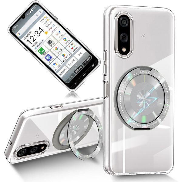 KYOCERA Basio Active 3 Case, Clear, Transparent, Mag-Safe Ring, Stand Function, Both Vertical and Horizontal, Magnet, Thin TPU Silicone, Lightweight, Drop Prevention, Shock Absorption, Protective