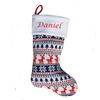 Personalised Christmas Stockings – Custom Knit Fair Isle Embroidered Christmas Stocking with Name Satin Lining - Choose from 4 Designs (40cm) Xmas Decoration Family Adults (Navy)