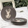 4 Piece Dinner Set Grey Reindeer Dining Crockery Side Plate Set
