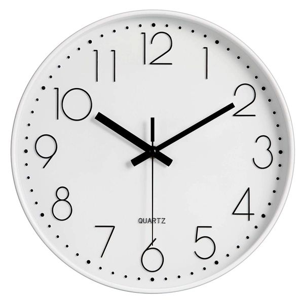 HZDHCLH Wall Clock, Radio Clock, Stylish, Wall Mounted, Scandinavian Continuous Second Hand, Silent, Easy to Read Wall Clock, 11.8 inches (30 cm), Analog, Night Second Hand Stop