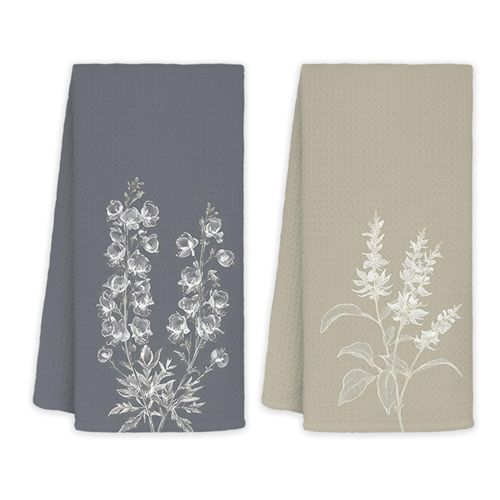JINYO Minimalist Boho Floral Kitchen Towels, Neutral Botanical Hand Towels for Bathroom Kitchen Decor, Rustic Elegant Wildflower Plant Decorative Dish Tea Towels, 16x24 Inch Set of 2