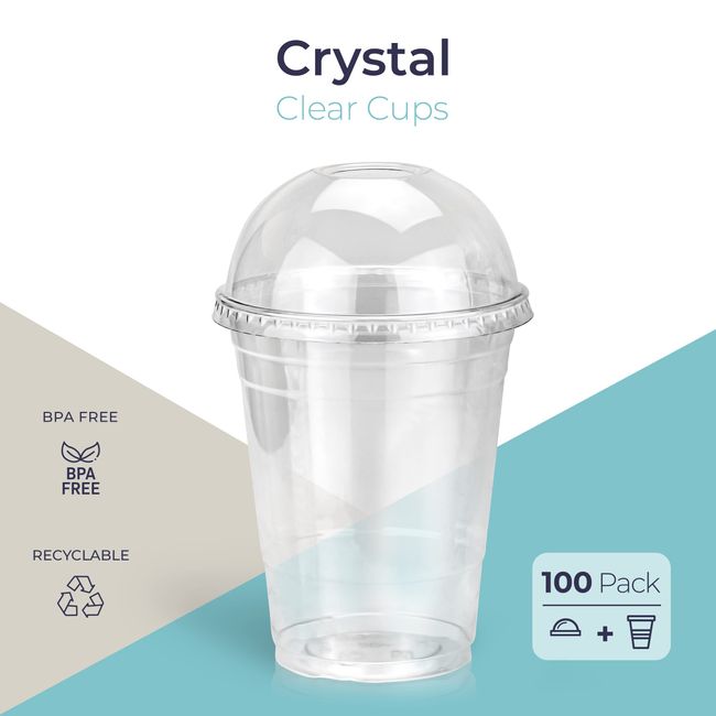 [200 Sets] 16 oz Clear Coffee Cups with Strawless Sip Lids, Clear Plastic Cups, Disposable Coffee Cups with Lids, Iced Coffee Cups ( 200 Cups with 200
