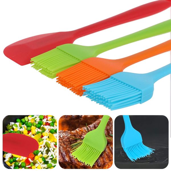 Pastry Brushes, 4pcs Silicone Pastry Brush, BBQ Basting Brush, Kitchen Brush for Cooking, Baking, Barbecue, BPA Free