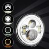 Chrome 7"inch LED Headlight Hi-Lo DRL Projector For Harley Softail Electra Glide