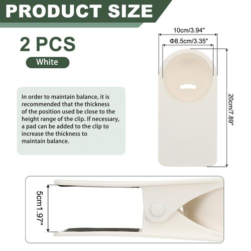 PATIKIL Desk Cup Holder Clip, 2 Pcs Clamp on Table Cup Holder Bottle Couch Cup Holder for Boat Swing Patio Chairs Drink Beverage Soda, White