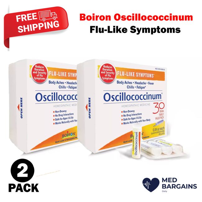 Boiron Oscillococcinum Homeopathic Medicine Cold Flu Fever - 30 Pellets - 2 Pack