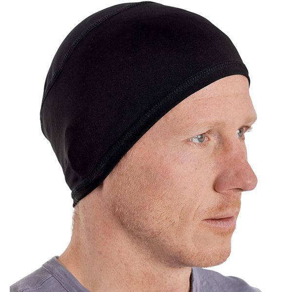 Tough Headwear Cooling Skull Cap Helmet Liner for Men - Motorcycle Skull Cap - Hard Hat Liner - Cycling Skull Cap for Women Black