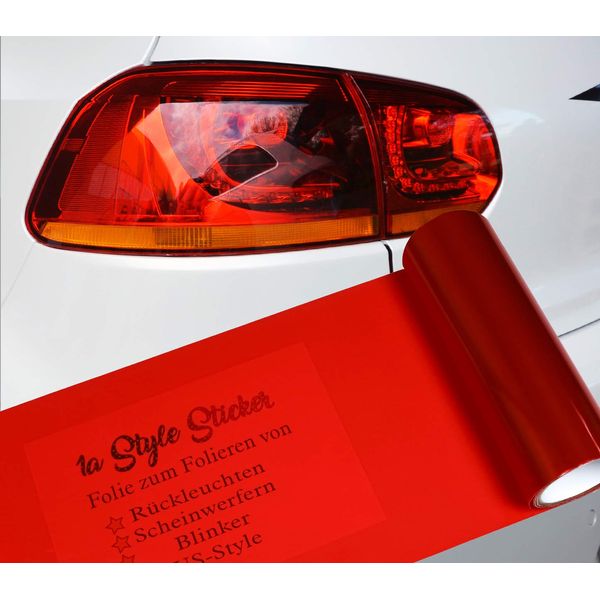 1A Style Sticker Auto Folie Rot Rückleuchten Folierung, 200cm, Rote Rückscheinwerfer, Tuningfolie Rot Tönung passend für alle Automarken