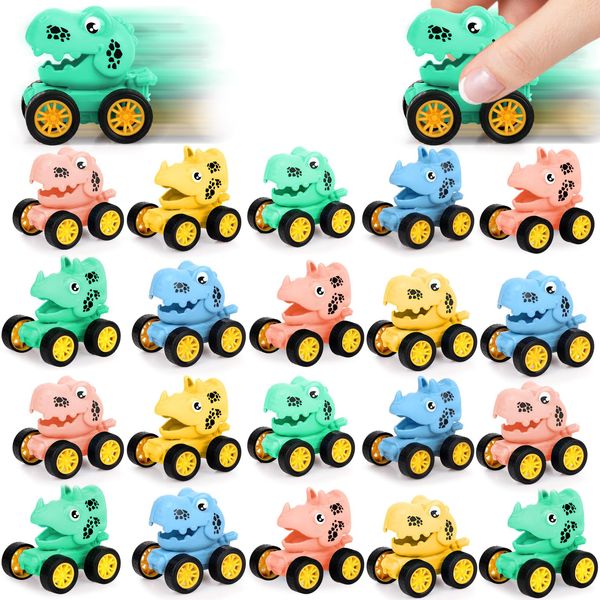 20 Pack Dinosaur Pull Back Car for Classroom Prizes, Party Favors for Kids Toddlers 4-8 Years Old, Bulk Pull Back Car Toys for Carnival Prizes, Treasure Box Toys, Pinata Fillers, Goodie Bag Stuffers