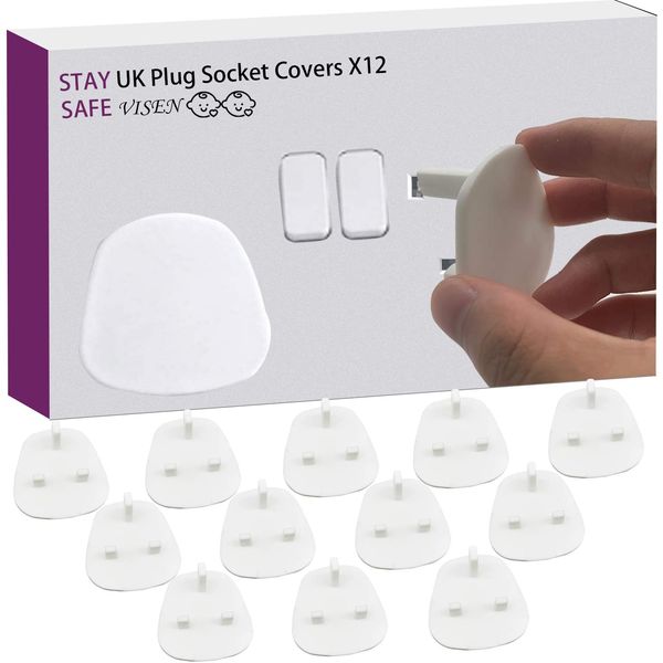 12Pcs Plug Socket Covers,Child Safety UK Plug Covers for Sockets Baby Proof Electrical Outlet Safety Socket Protectors,Plug Covers Caps for Home and School Office