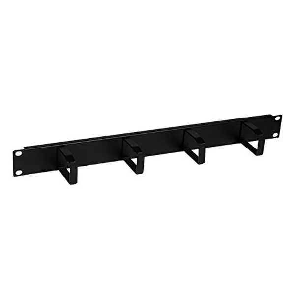 Linxcom UK - 1U 19" Rack Mount 4 Ring Metal Cable Management Bar - Black