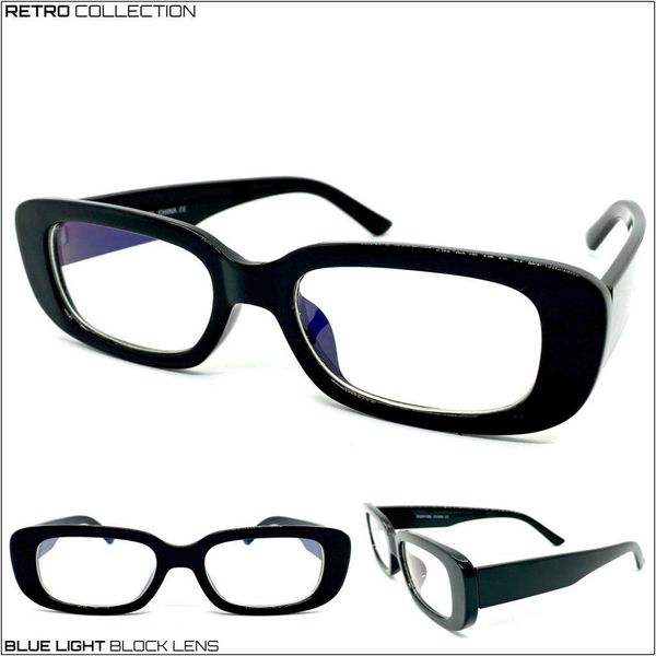 Classic Retro Square Computer EYE GLASSES Black Frame Blue Light Blocking Lens
