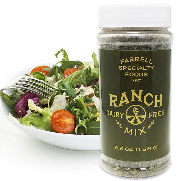 Dairy Free Ranch Mix by Farrell Specialty Foods – Dairy, Egg, Soy, Nut, Sugar, Sodium / & Salt Free – Delicious Salad Dressing, Vegetable Dip & Seasoning. (Vegan, No Sodium. 5.5 oz jar (156 g))