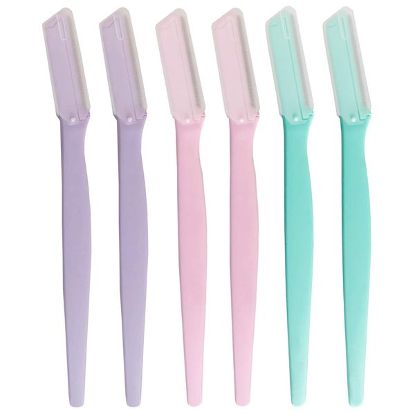 Dermaplaning Tool for Women, Eyebrow Razor Trimmer Shaper, Facial Hair Remover Shaver for Shave Face Peach Fuzz Upperlip Hair, Pack of 6