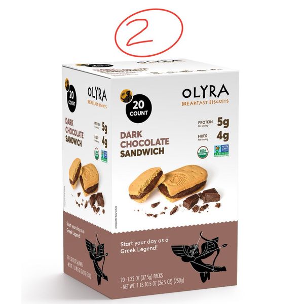 *2 Pack **OLYRA Organic Breakfast Biscuits, Dark Chocolate Crème, 20 Ct. Each