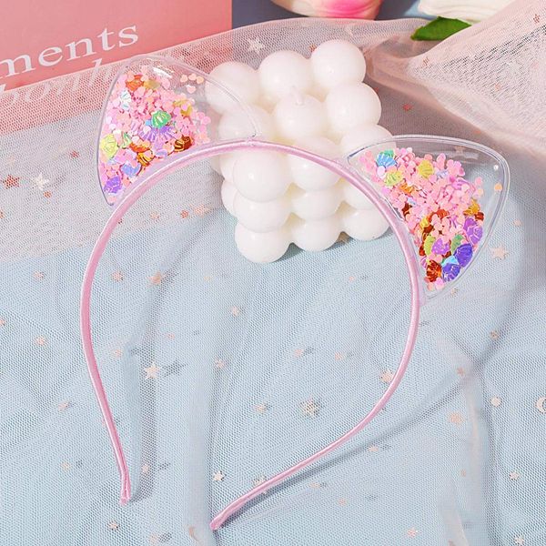 TseenYi Cute Headband Non-slip Cat Ears with Floral Paper Headdress Fashion Hairpin Headwear Headpiece Hair Accessories Jewelry for Women and Girls (Pink)