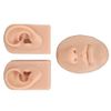 3D Educational Models Simulation Display Props Kit Include 1 X Nose and Mouth Model and 1 X Pair of Ear Model for Piercing Suture Practice (Silicone Material) (Medium Skin Color)