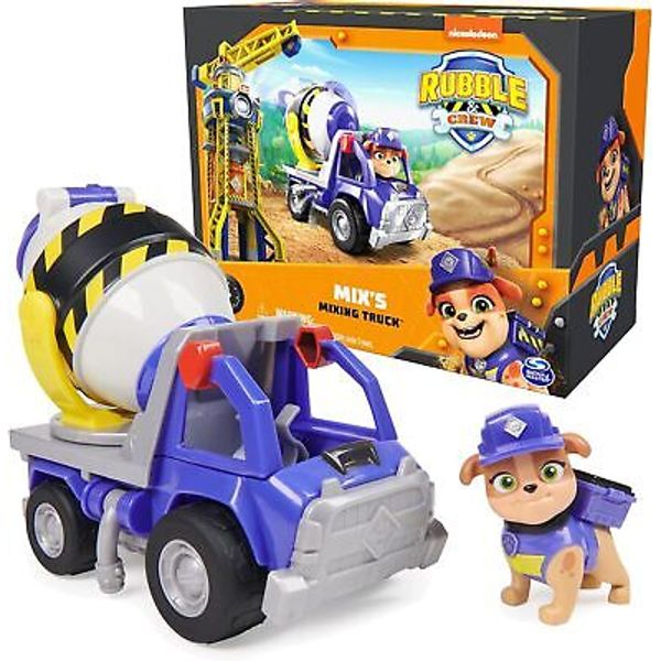 Rubble & Crew Cement Mixer Toy Truck w/ Movable Parts and Action Figure for Kids