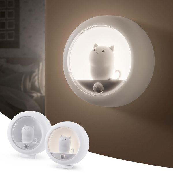 ALACRIS Motion Sensor Light, Indoor Cute Cat, USB Rechargeable, LED Sensor Light, Footlight, Stylish, Compact, Magnet & Bracket, Suitable for Entryways, Bedrooms, Hallways, Stairs, Washrooms, Living