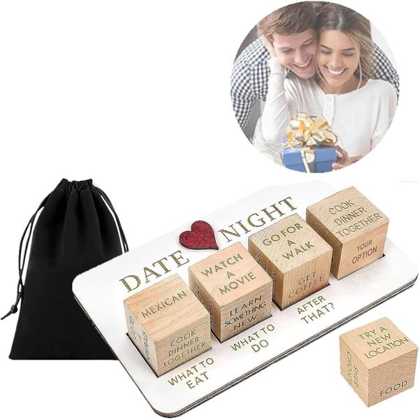 Winnsell Food Dice Game, Food Decision Dice Date Night Dice Wooden Dice Natural Wooden Dice Table Games Dice for Wedding