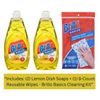 Brillo Basics Lemon Dish Soap (2-Pack) + Reusable Wipes – 3-Piece Cleaning Kit